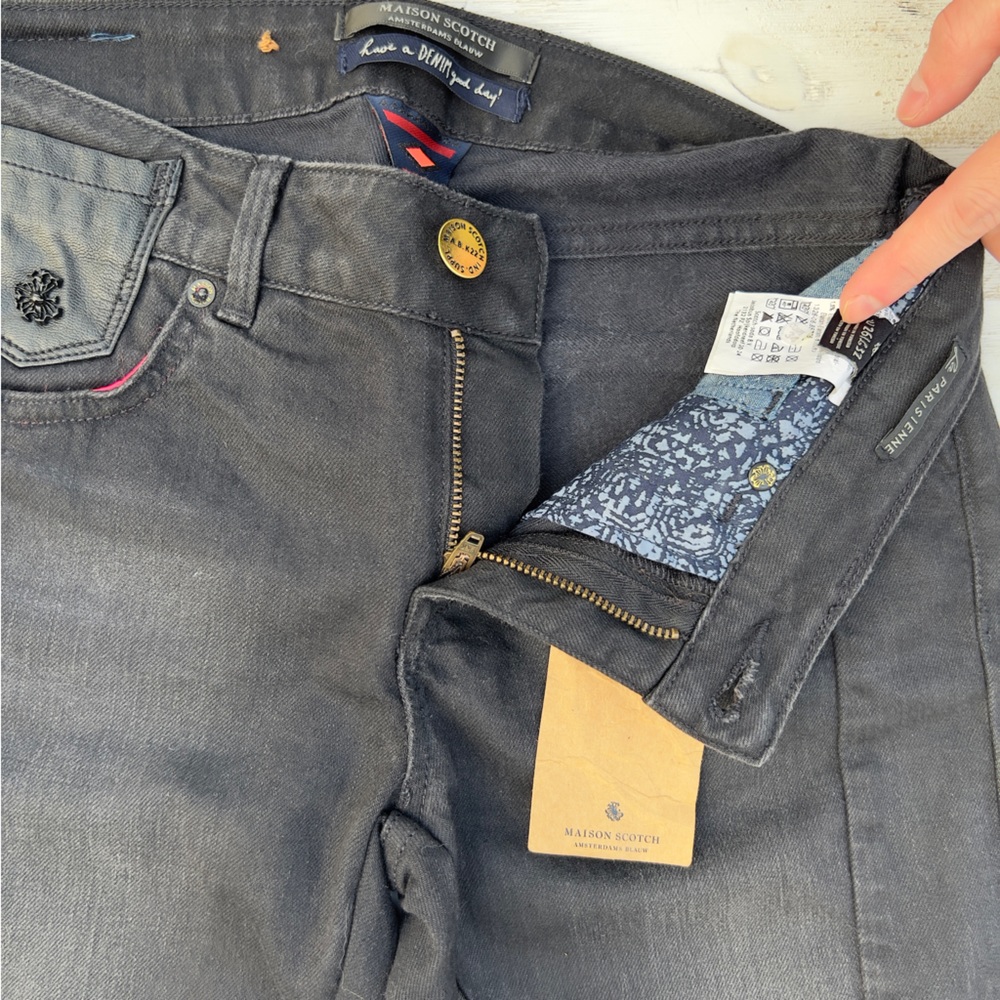 Maison Scotch Parisienne Skinny Jean Leather Patchwork - Picture 10 of 13